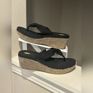 Black Wedge Sandals